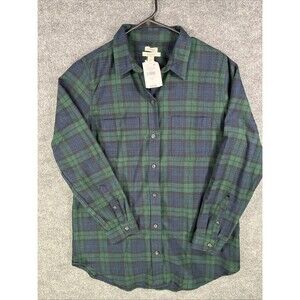 L.L.Bean Women’s Black Watch Plaid Flannel Tunic Relaxed Fit Medium NWT